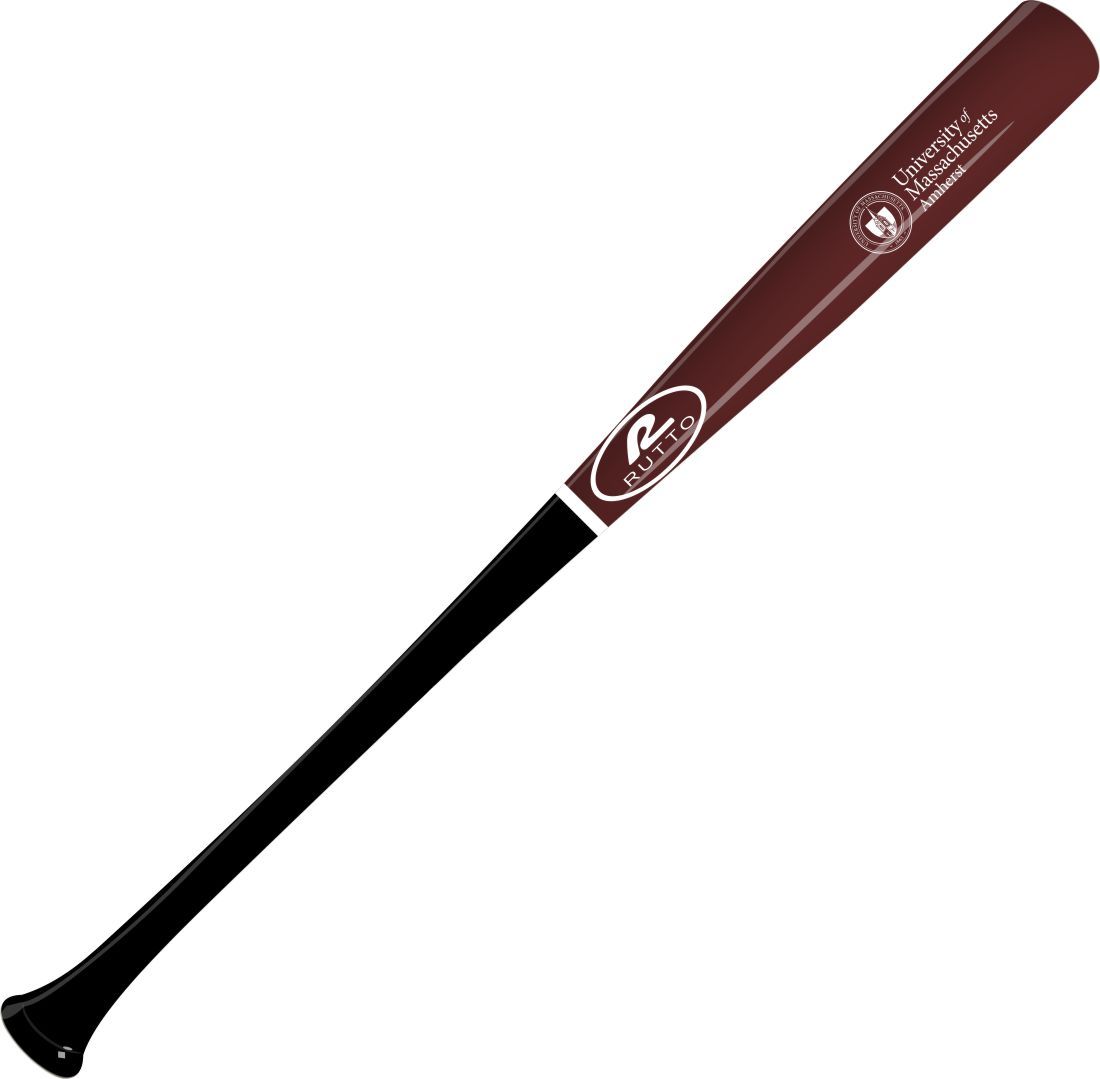Maroon & Black Full Size Handcrafted Wooden Bat - UMass Spire Seal