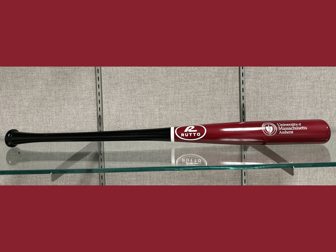 Maroon & Black Full Size Handcrafted Wooden Bat - UMass Spire Seal