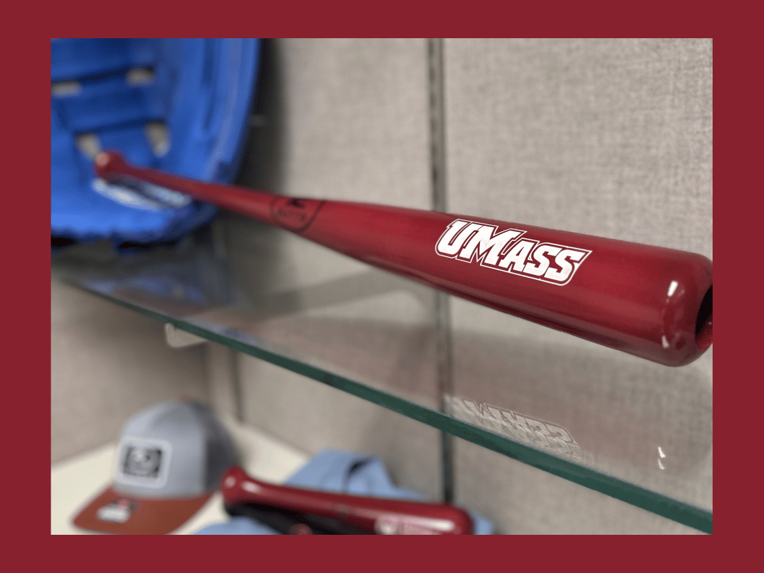 Maroon Full Size Handcrafted Wooden Bat - UMass Athletics