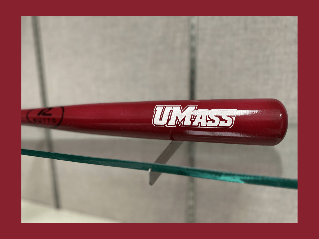 Maroon Full Size Handcrafted Wooden Bat - UMass Athletics