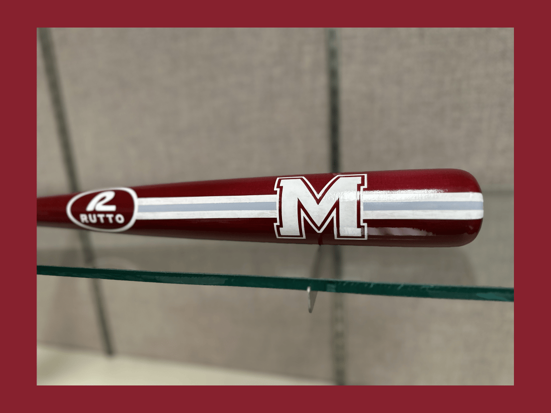 UMass Amherst Striped Block M - Full Size Handcrafted Wood Bat