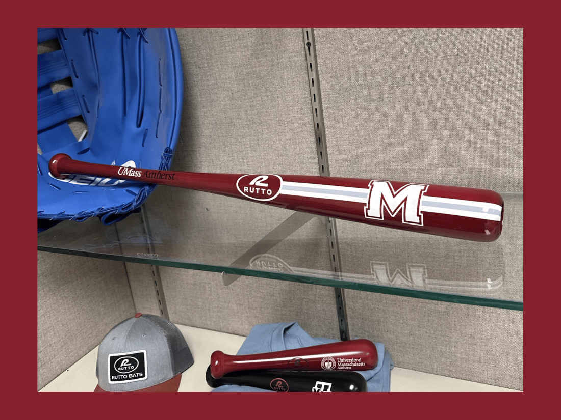 UMass Amherst Striped Block M - Full Size Handcrafted Wood Bat
