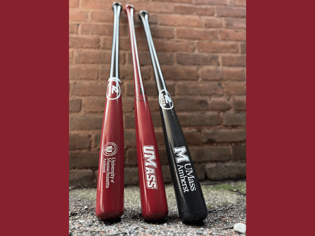 Maroon Full Size Handcrafted Wooden Bat - UMass Athletics