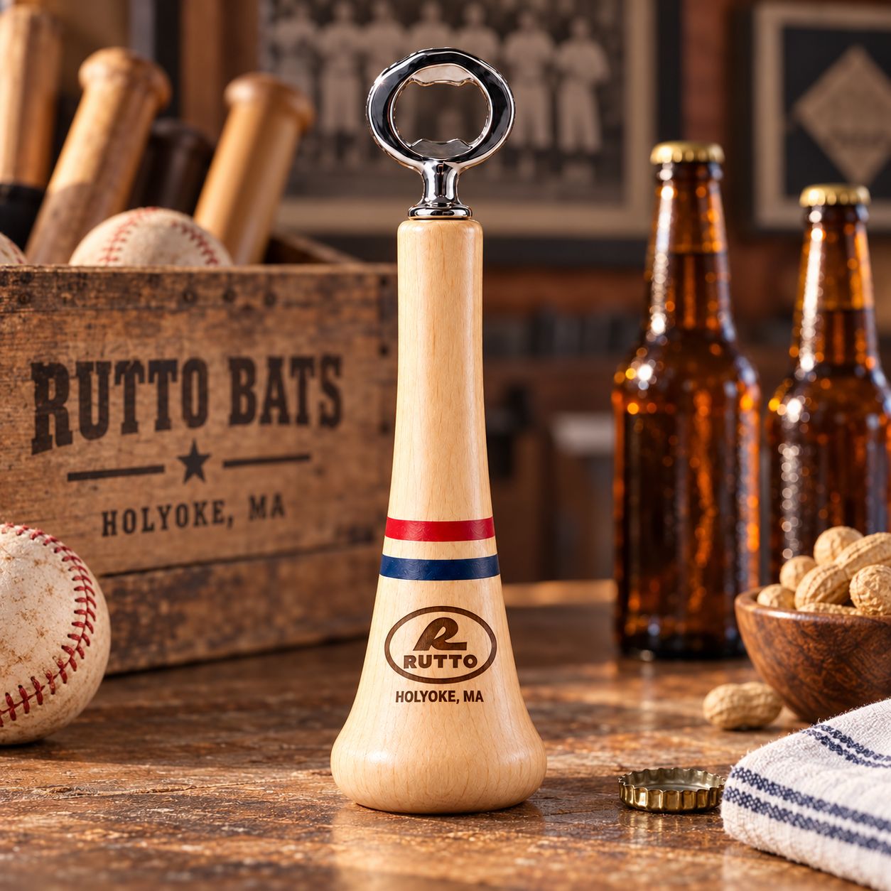 Wood Bottle Opener Made from Baseball Bat Maple | Rutto Bats