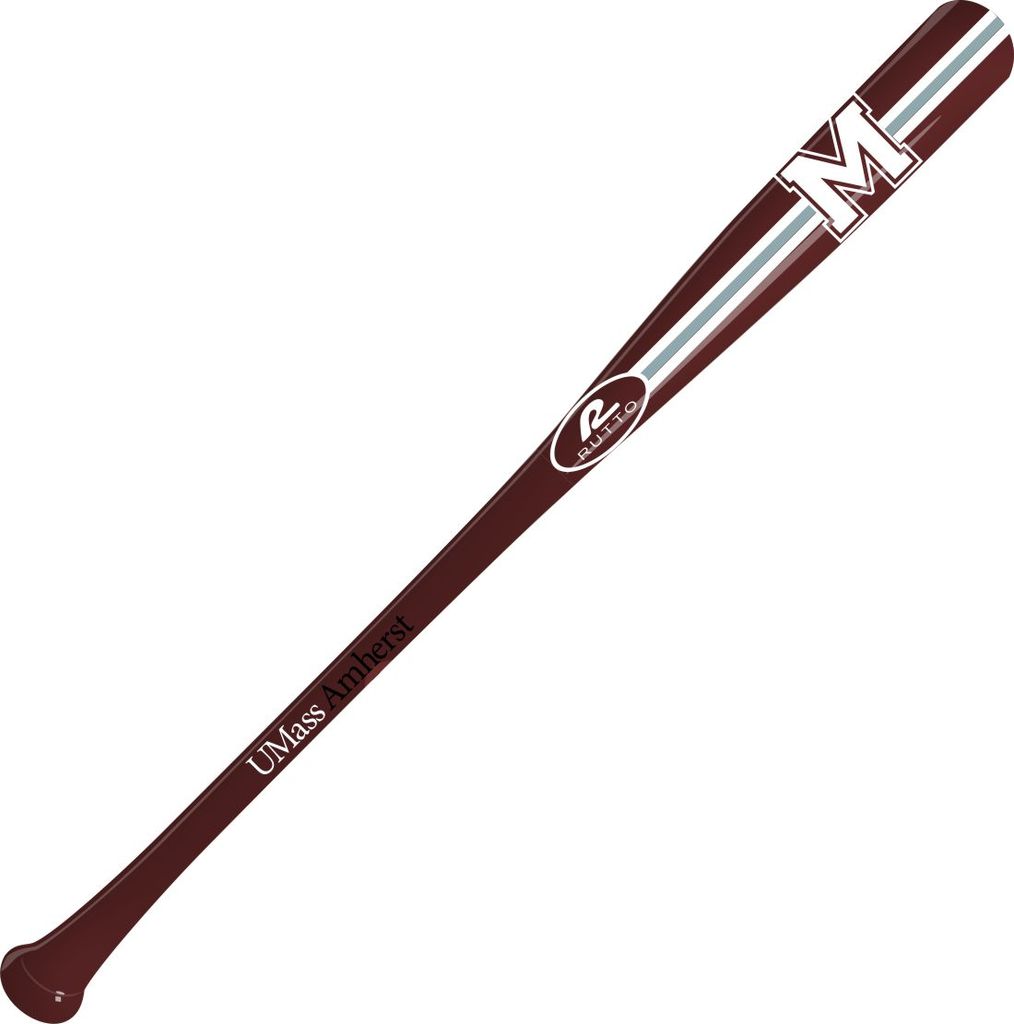 UMass Amherst Striped Block M – Full Size Handcrafted Wood Bat