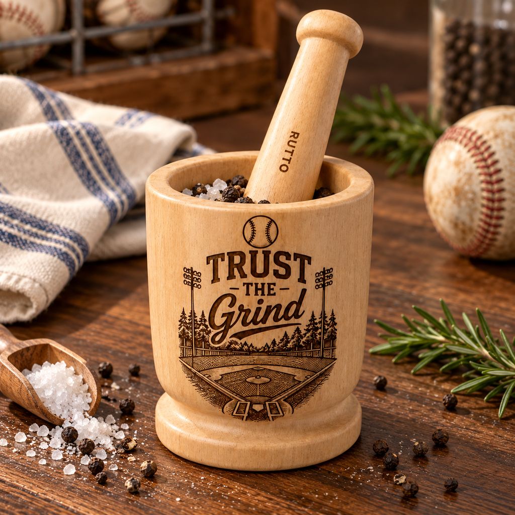 Rutto Baseball Bat Hardwood Mortar & Pestle