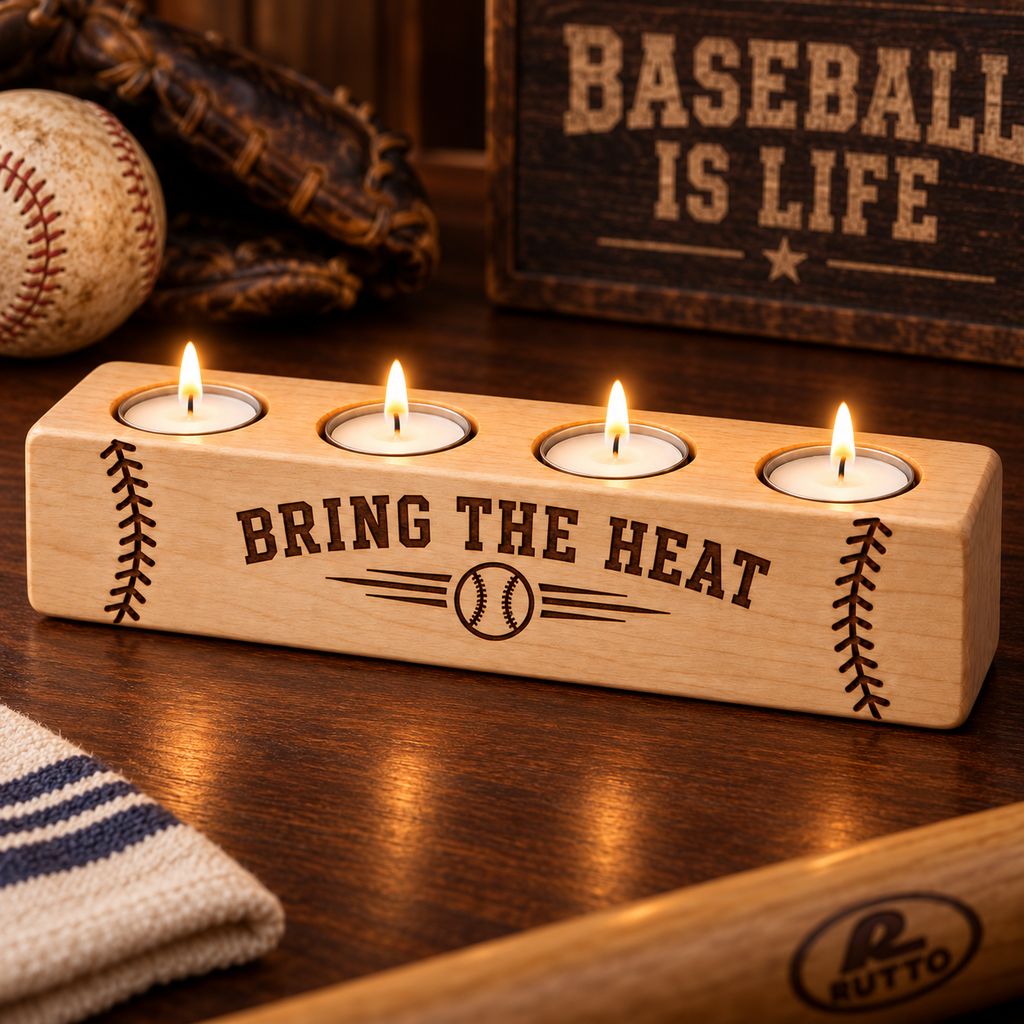 Wood Tea Light Candle Holder – 4 Candle Hardwood Centerpiece | Rutto Bats