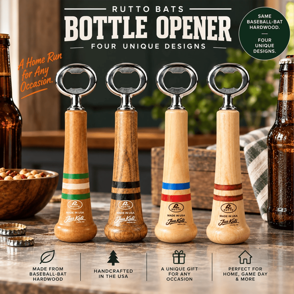 Wood Bottle Opener Made from Baseball Bat Maple | Rutto Bats